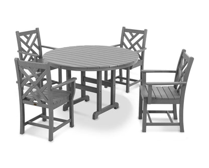 POLYWOOD Chippendale 5-Piece Round Arm Chair Dining Set