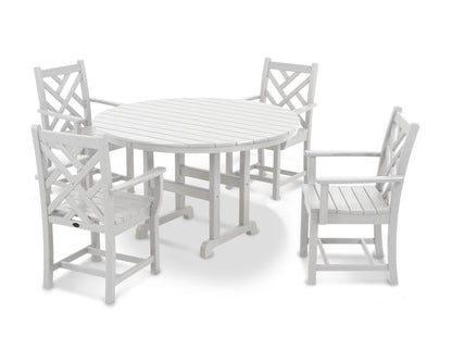 POLYWOOD Chippendale 5-Piece Round Arm Chair Dining Set