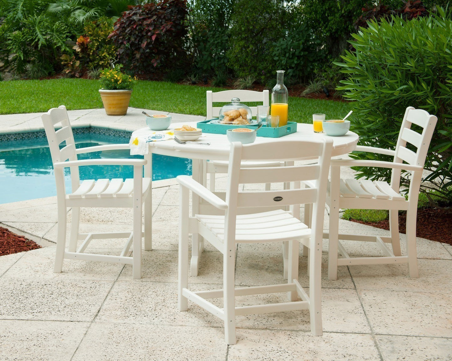 POLYWOOD La Casa Cafe 5-Piece Dining Set, Table & 4 Arm Chairs