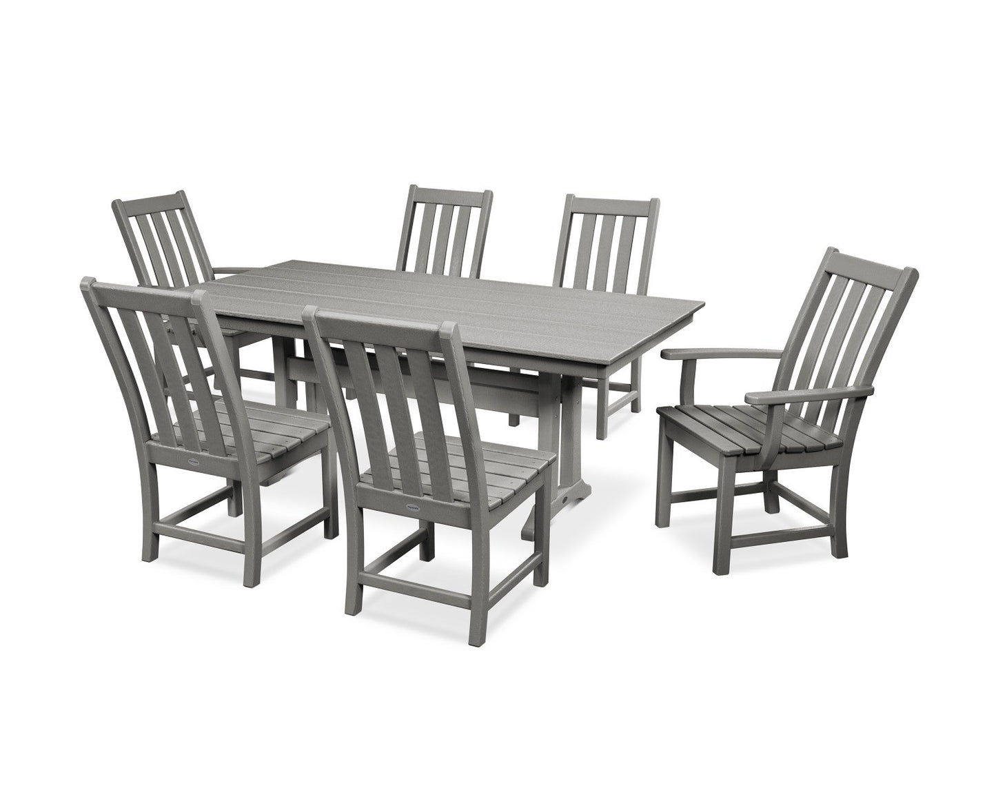 POLYWOOD Vineyard 7-Piece Farmhouse Trestle Dining Set