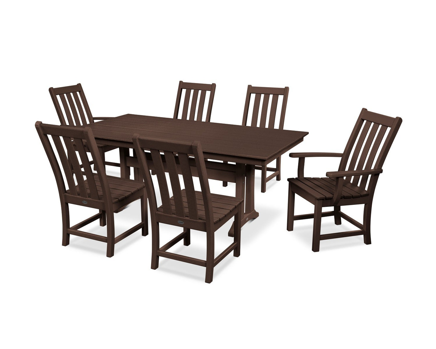 POLYWOOD Vineyard 7-Piece Farmhouse Trestle Dining Set