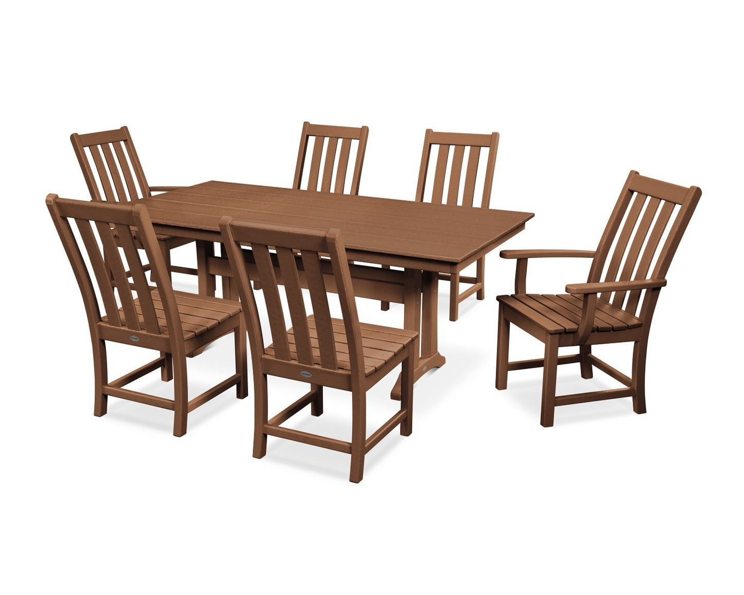 POLYWOOD Vineyard 7-Piece Farmhouse Trestle Dining Set