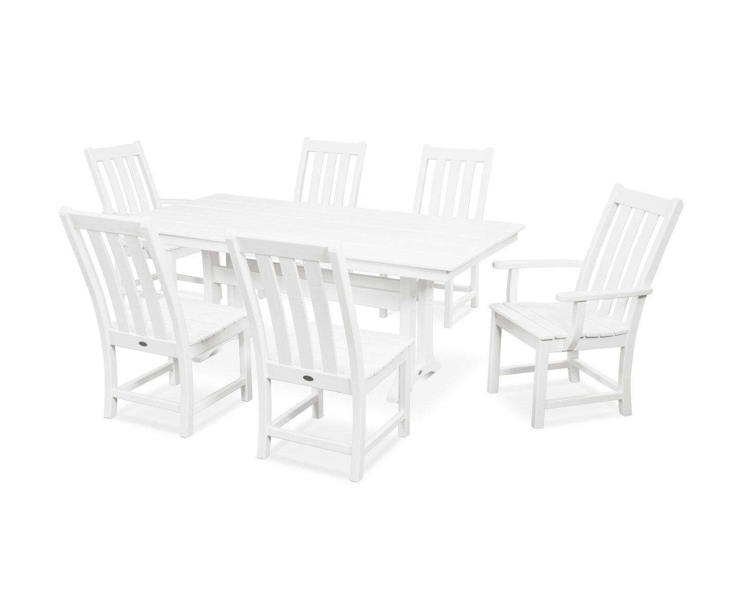 POLYWOOD Vineyard 7-Piece Farmhouse Trestle Dining Set