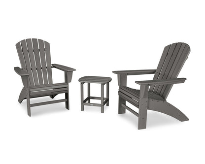 POLYWOOD Nautical 3-Piece Curveback Adirondack Set
