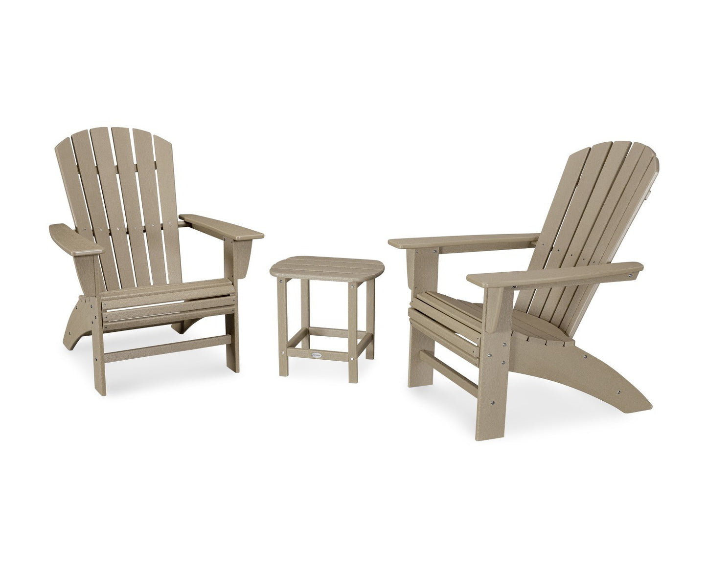 POLYWOOD Nautical 3-Piece Curveback Adirondack Set