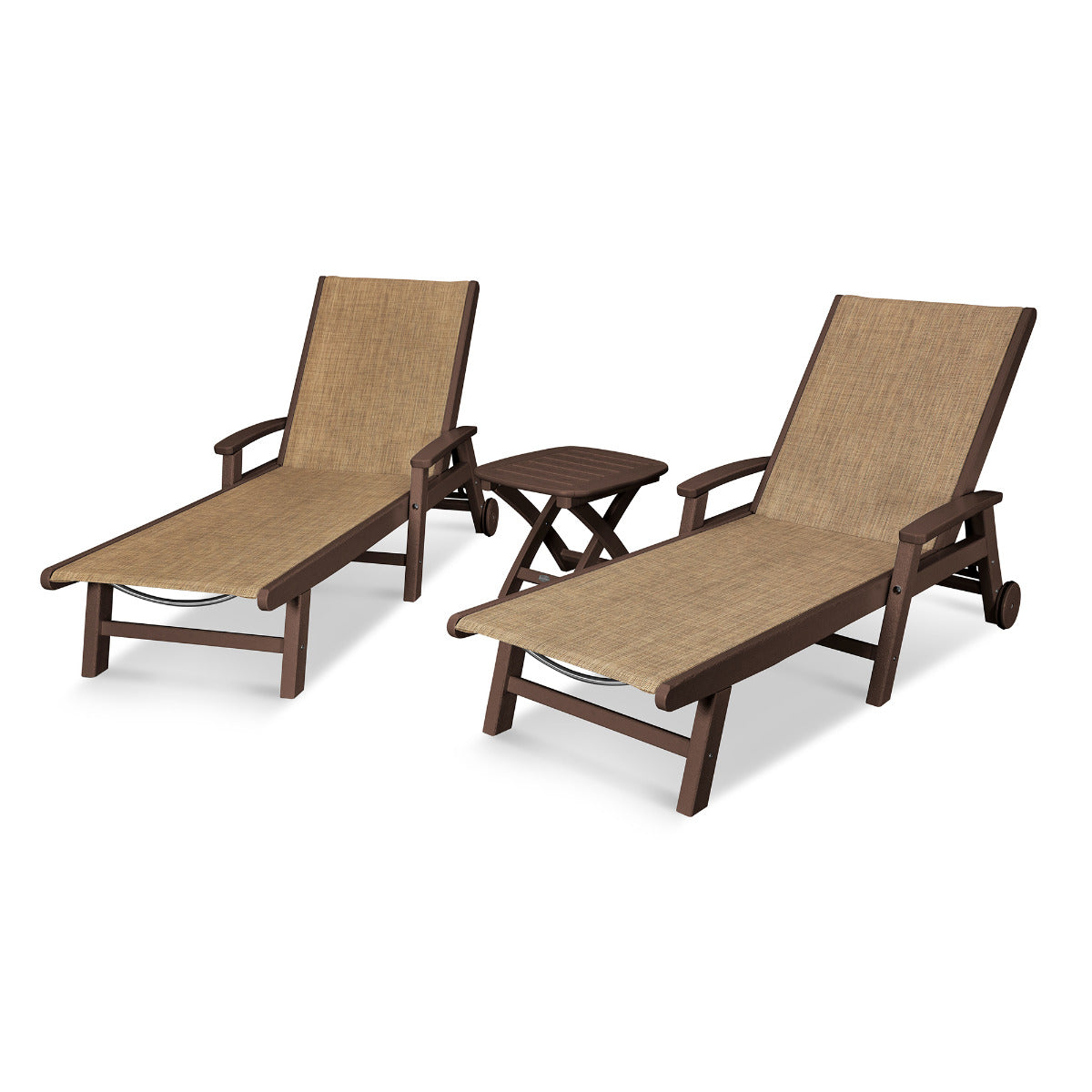 Polywood Coastal 3-Piece Wheeled Chaise Set