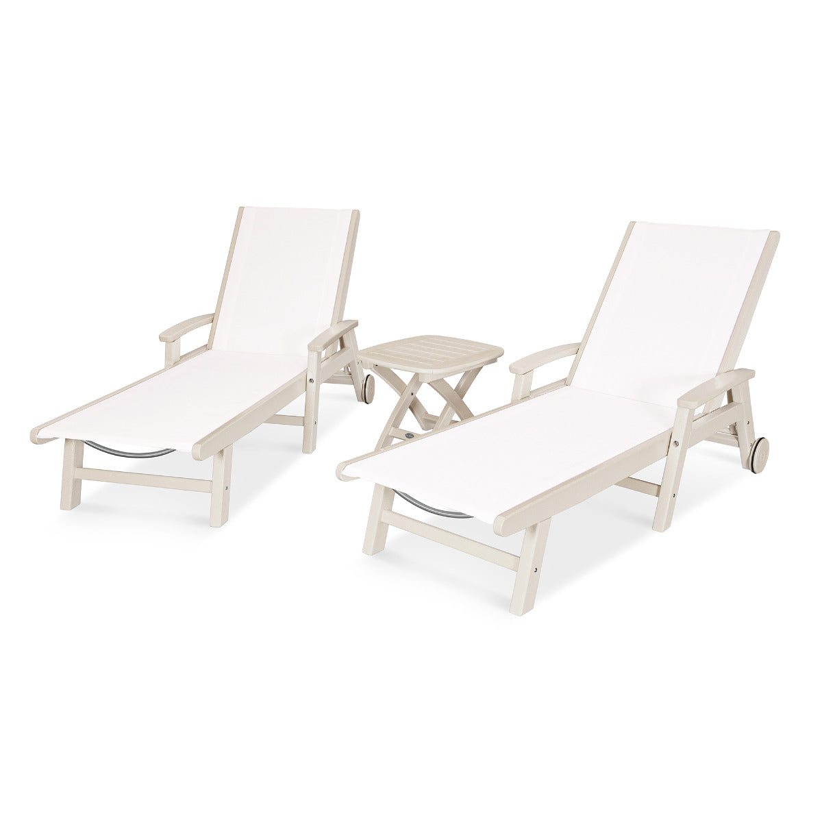 Polywood Coastal 3-Piece Wheeled Chaise Set