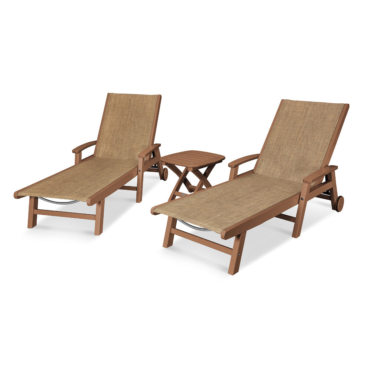 Polywood Coastal 3-Piece Wheeled Chaise Set