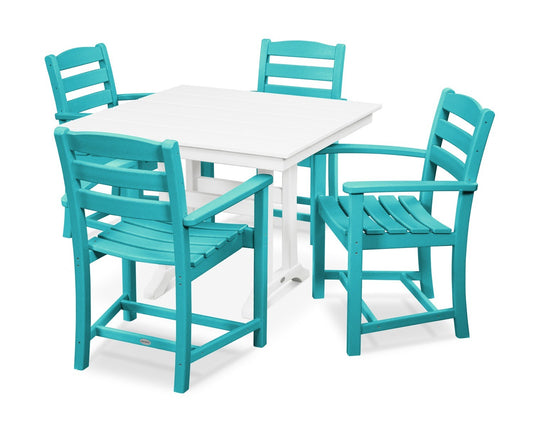 POLYWOOD La Casa Cafe 5-Piece Farmhouse Trestle Arm Chair Dining Set
