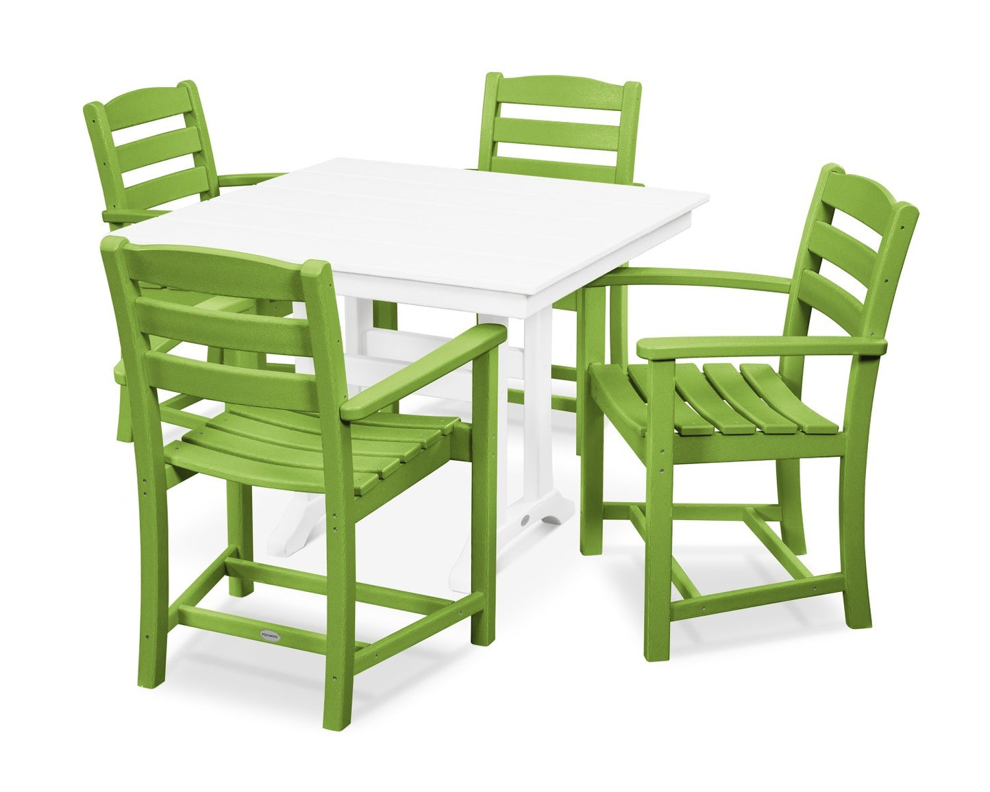 POLYWOOD La Casa Cafe 5-Piece Farmhouse Trestle Arm Chair Dining Set