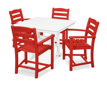 POLYWOOD La Casa Cafe 5-Piece Farmhouse Trestle Arm Chair Dining Set