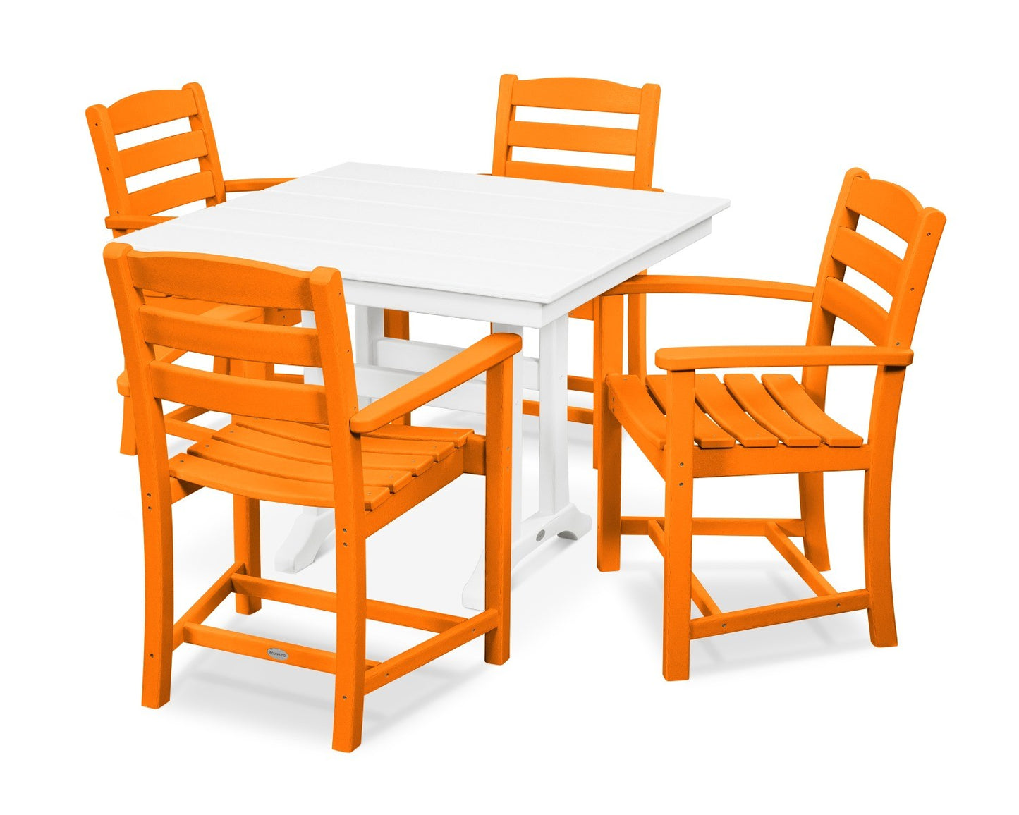 POLYWOOD La Casa Cafe 5-Piece Farmhouse Trestle Arm Chair Dining Set