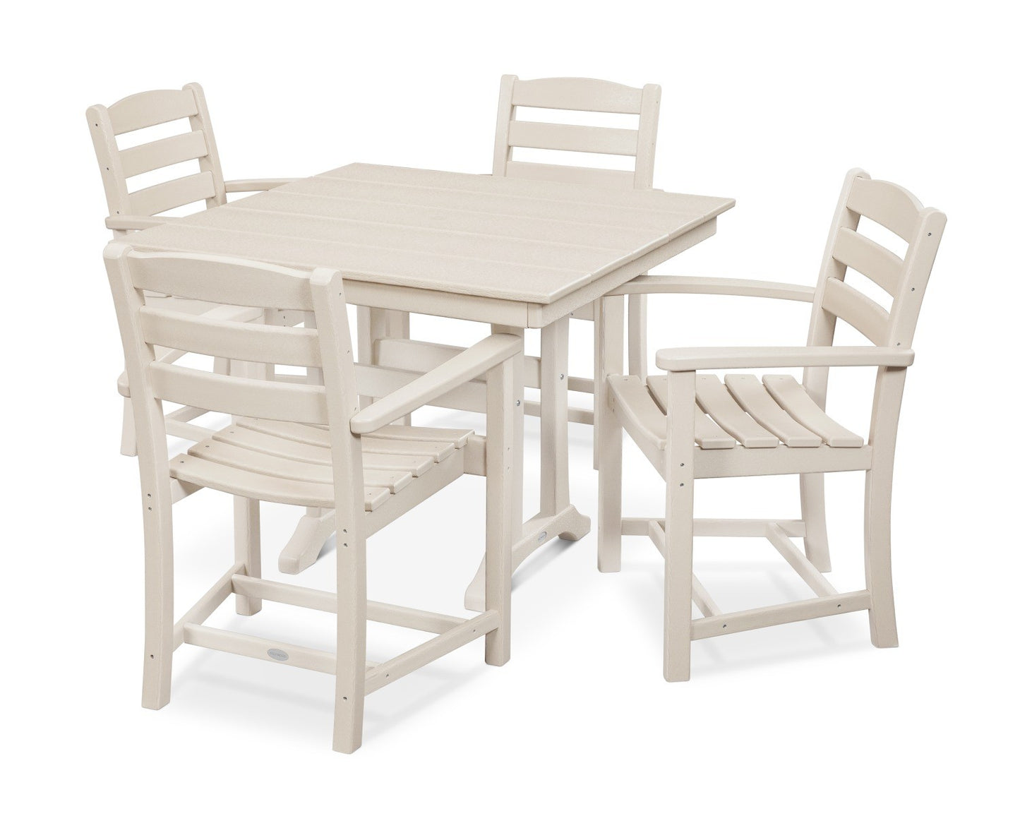 POLYWOOD La Casa Cafe 5-Piece Farmhouse Trestle Arm Chair Dining Set