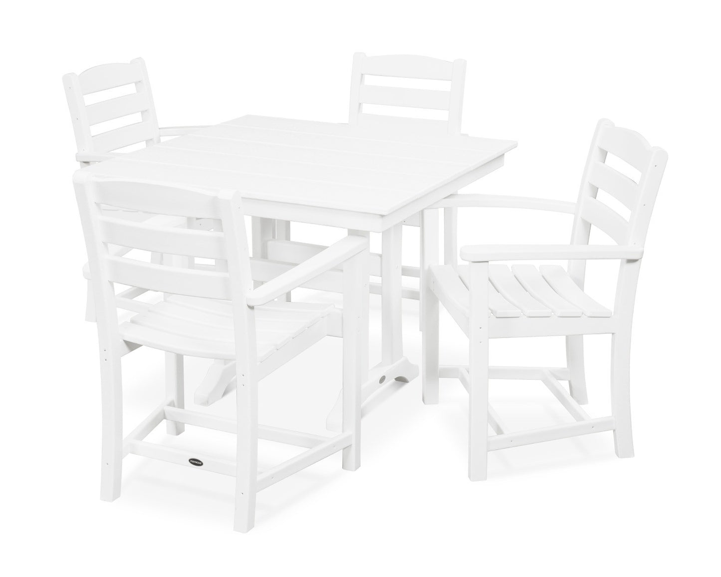 POLYWOOD La Casa Cafe 5-Piece Farmhouse Trestle Arm Chair Dining Set