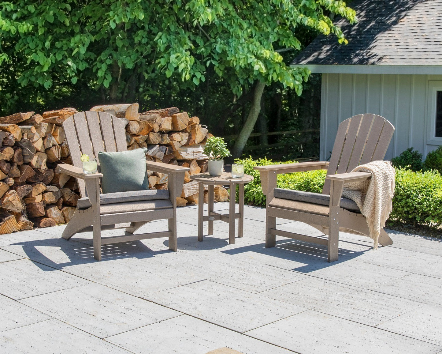 POLYWOOD Nautical 3-Piece Adirondack Set