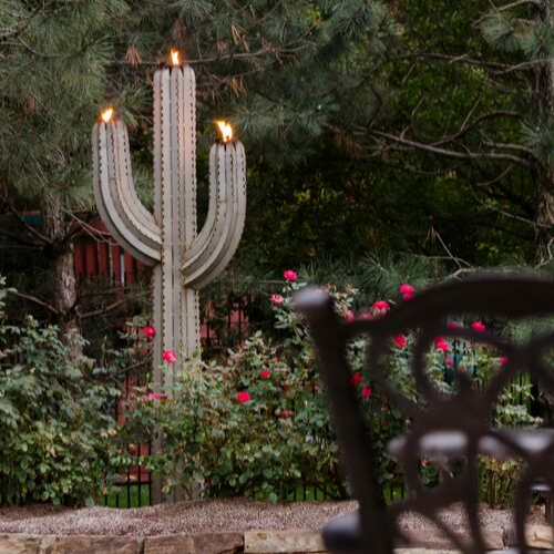 Outdoor Metal Saguaro Cactus Torch