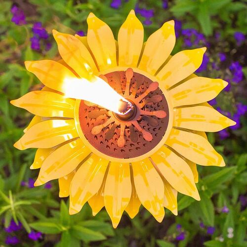 Outdoor Metal Sunflower Garden Torch 32"