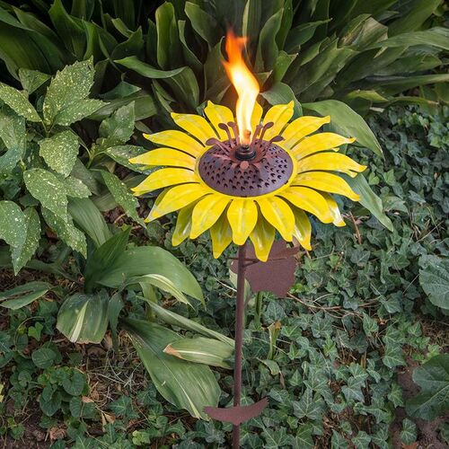 Outdoor Metal Sunflower Garden Torch 32"