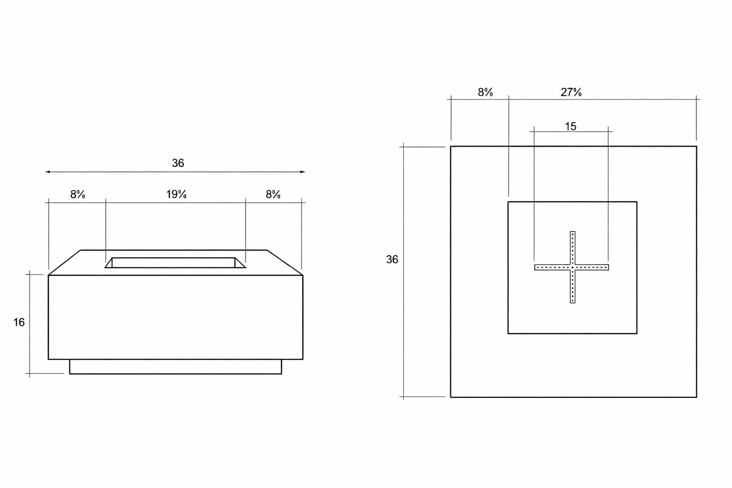 Studio 2 Concrete Fire Table 36" Square