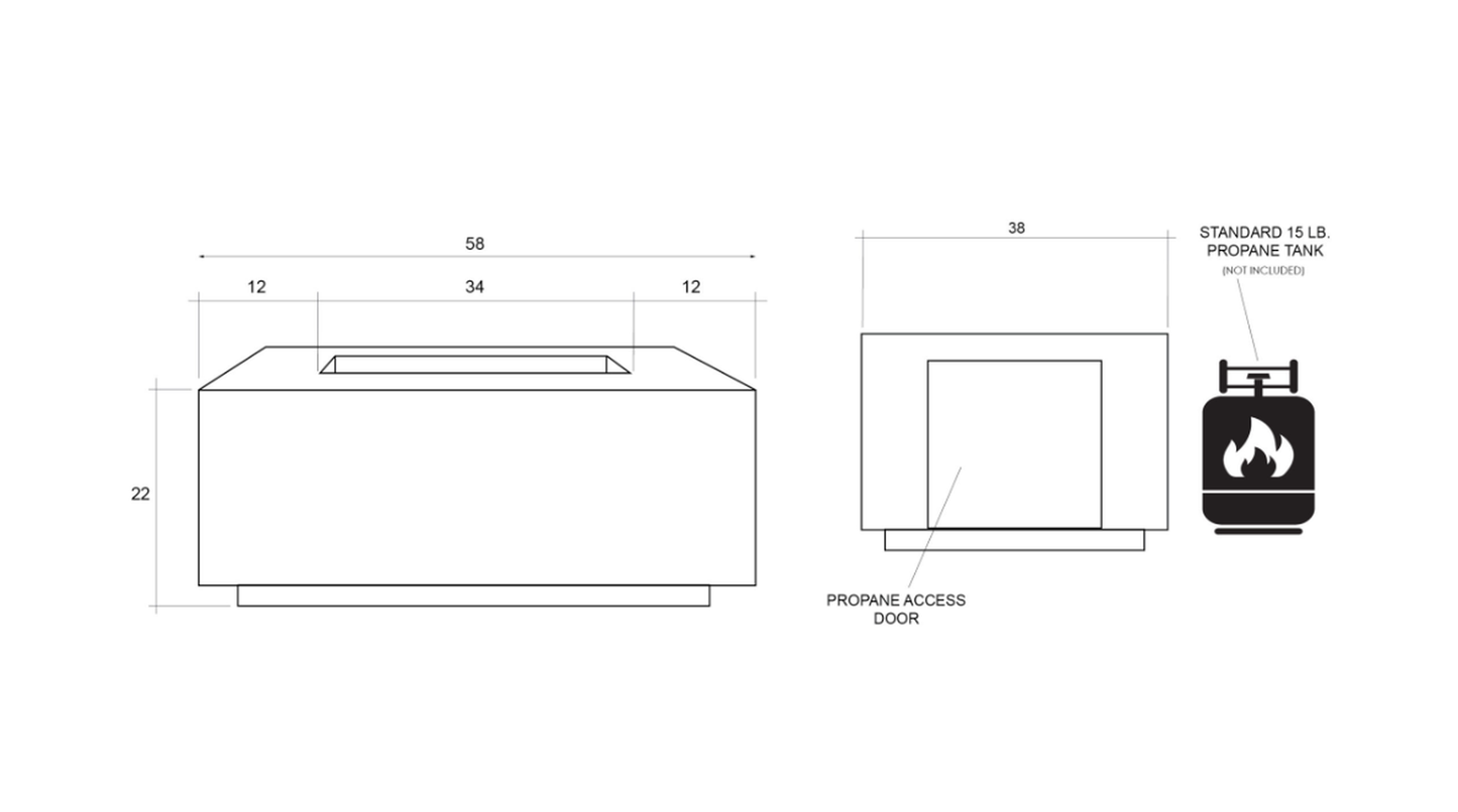 Studio 58 Concrete Fire Table (Enclosed Propane Unit)