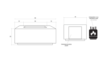 Studio 58 Concrete Fire Table (Enclosed Propane Unit)