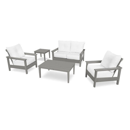 Prescott 5-Piece Deep Seating Set - Frame: Slate Grey / Cushion: Natural