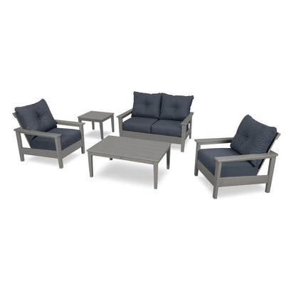 Prescott 5-Piece Deep Seating Set - Frame: Slate Grey / Cushion: Sancy Denim