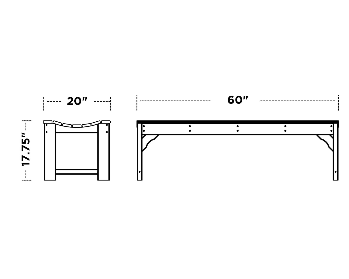 POLYWOOD Traditional Garden 60" Backless Bench