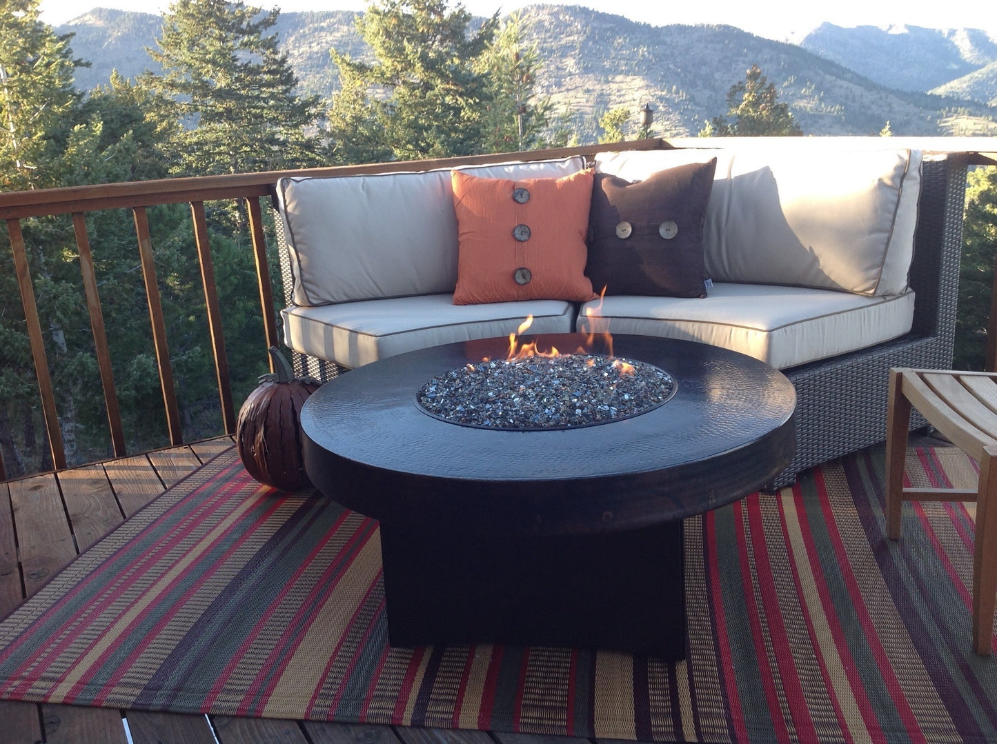 Warm Brown Stripes Outdoor Rug